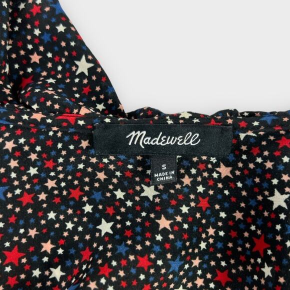 Madewell Silk Ruffle-Hem Wrap Top in Starry Night Size Small - Picture 4 of 7